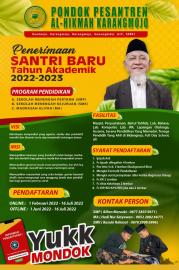 PENERIMAAN SANTRI BARU TAHUN AKADEMIK 2022-2023 PONDOK PESANTREN ALHIKMAH KARANGMOJO