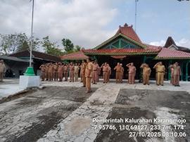 KOORDINASI RUTIN DAN APEL  PAGI HARI SENIN 27 OKTOBER 2025 DI KALURAHAN KARANGMOJO